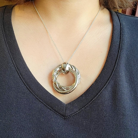 Vintage Silver Hoop Necklace - Picture 1 of 8